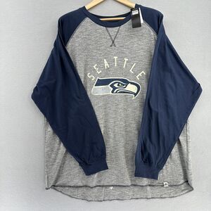 NWT Seattle Seahawks Majestic BIG & TALL Gray Raglan Sleeved Shirt Men’s 3XL